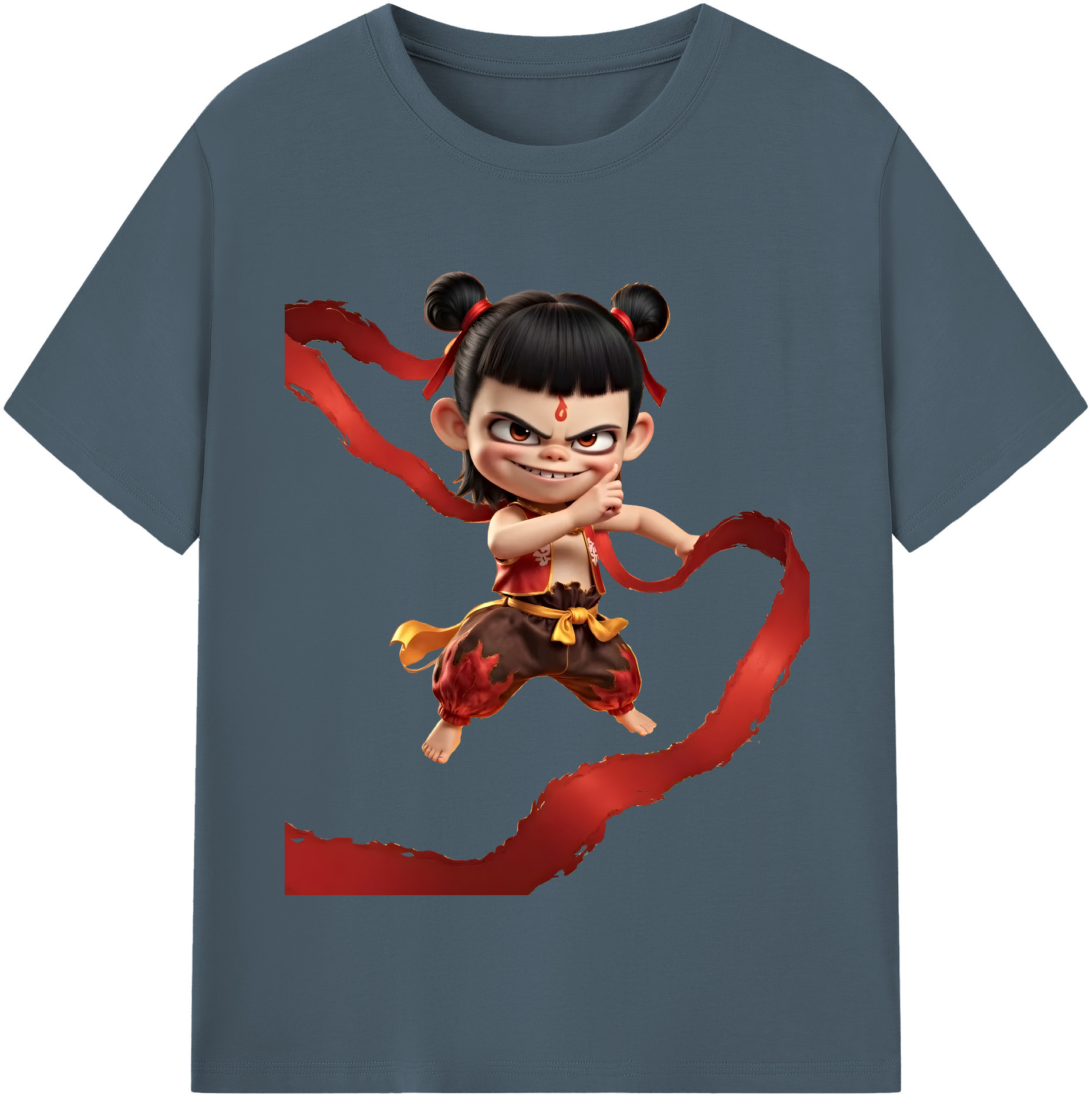 （画像用） Ne Zha 2 ナタ 魔童の大暴れ 綿100％半袖Tシャツ（フロントプリント）